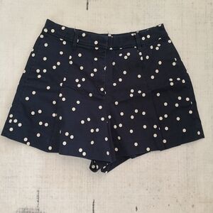 J. Crew Navy and White Polka Dot Pleated Skort